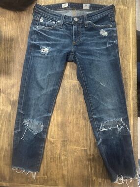 Women’s Distressed Dark Blue Slim Jeans
